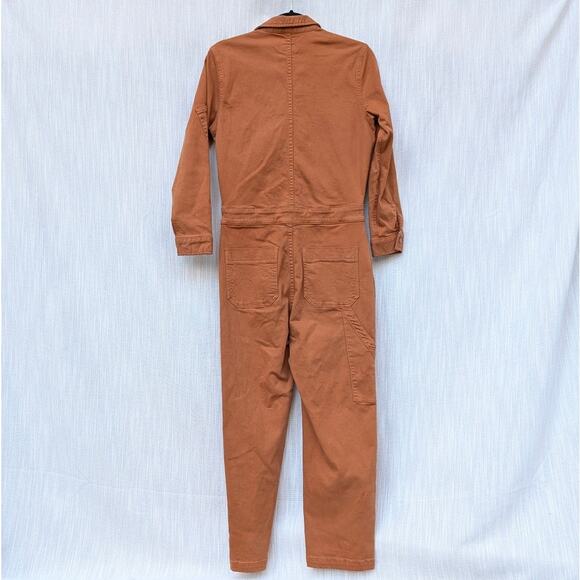 Anthropologie Mother Orange Brown The Fixer Denim Utility Jumpsuit, Size XS - Picture 2 of 13